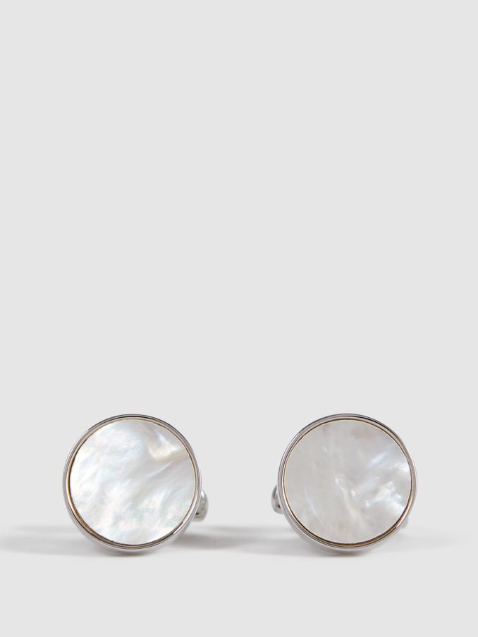 Round Onyx Cufflinks in Silver/Mop (349488) | €85