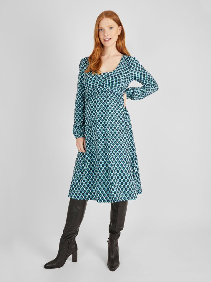 Navy Geo Maternity & Nursing Wrap Dress (404537) | $19