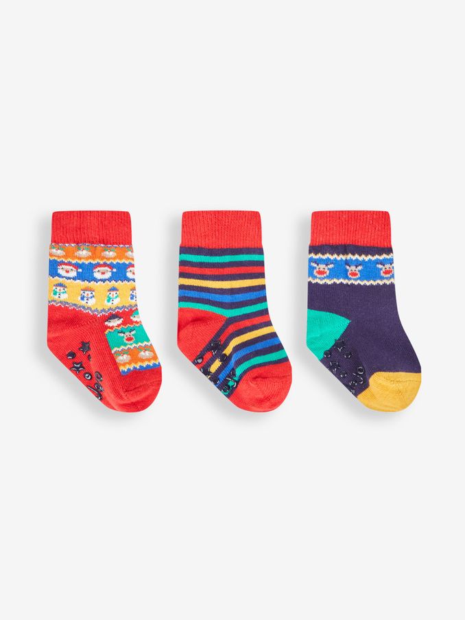 Multi Christmas Fair Isle Pattern Socks 3 Pack (405369) | $4
