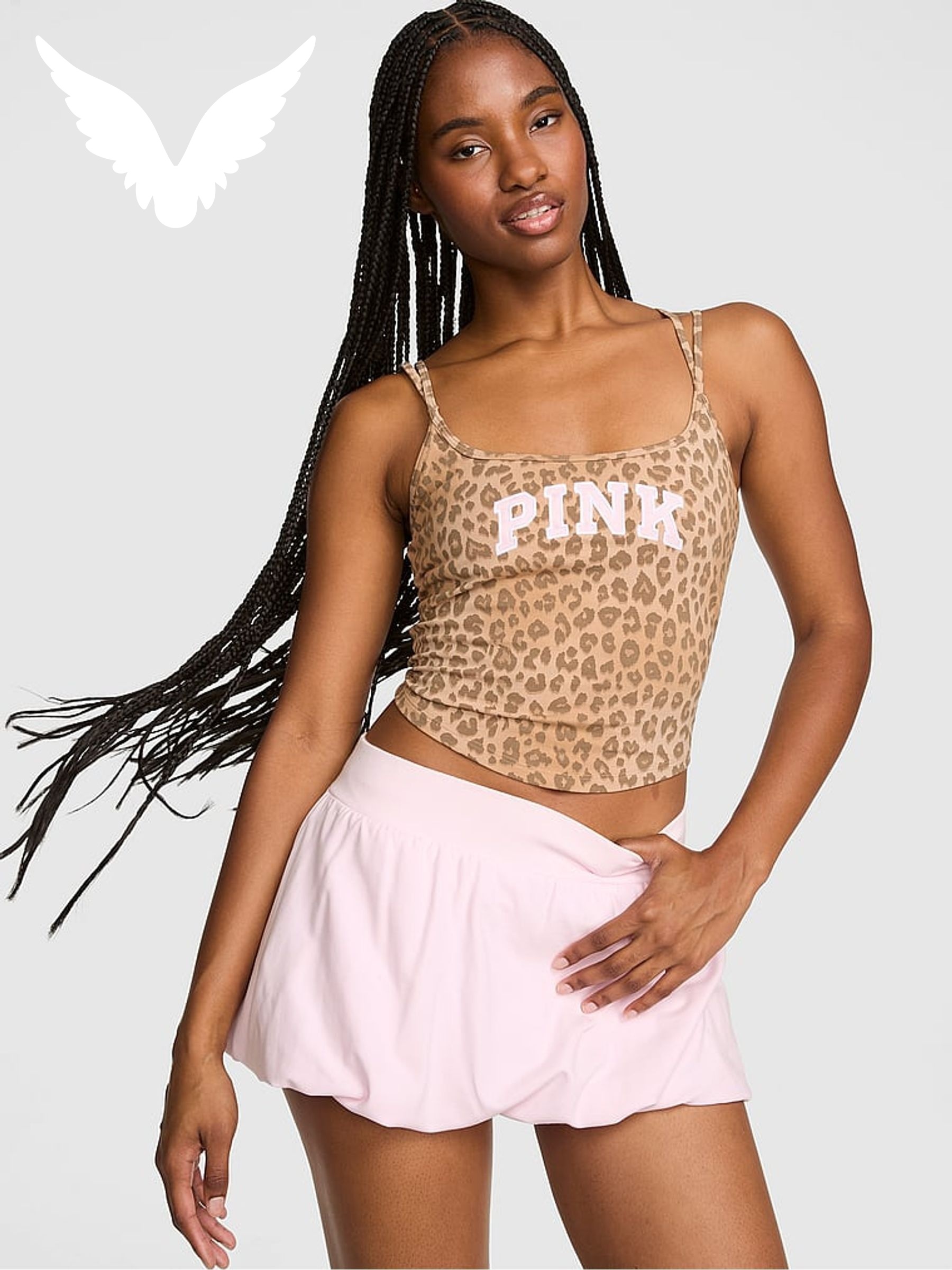 Leopard Brown - Cotton Cross Back Tank Top