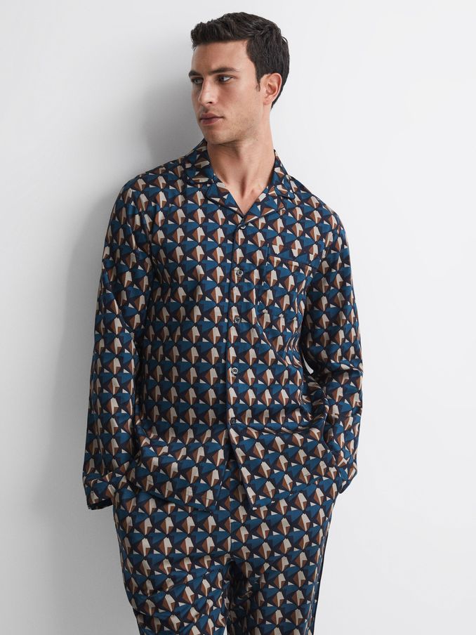 Cotton Printed Cuban Collar Pyjama Top in Multi (425355) | €50