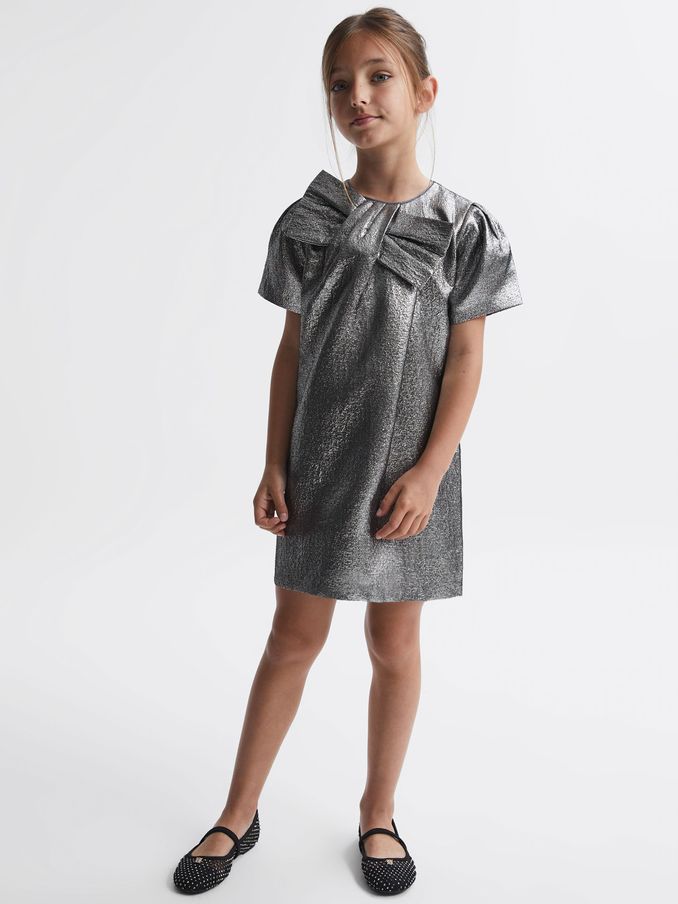 Metallic Bow Dress in Silver (435888) | €29