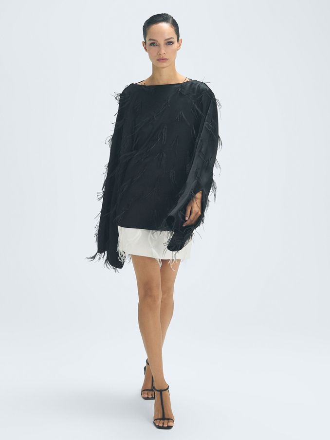 Atelier Feather Mini Skirt in Cream (437403) | CA$337