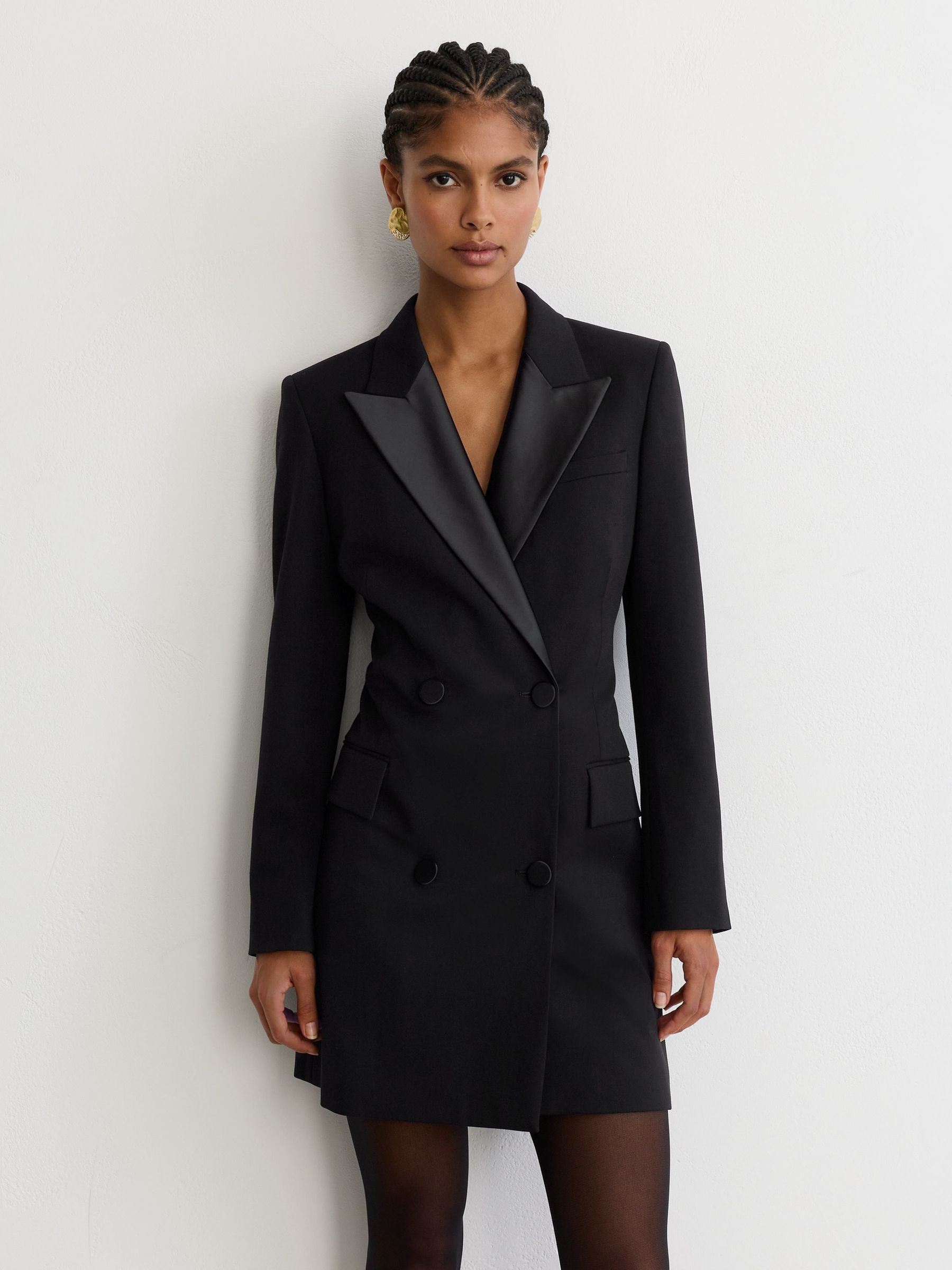 Schwarz - Double-breasted Tuxedo Mini Dress