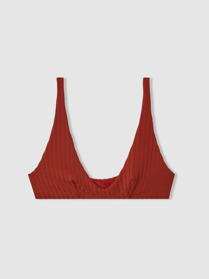 Underwear Ribbed Bikini Top in Dark Magma Red (439781) | €42