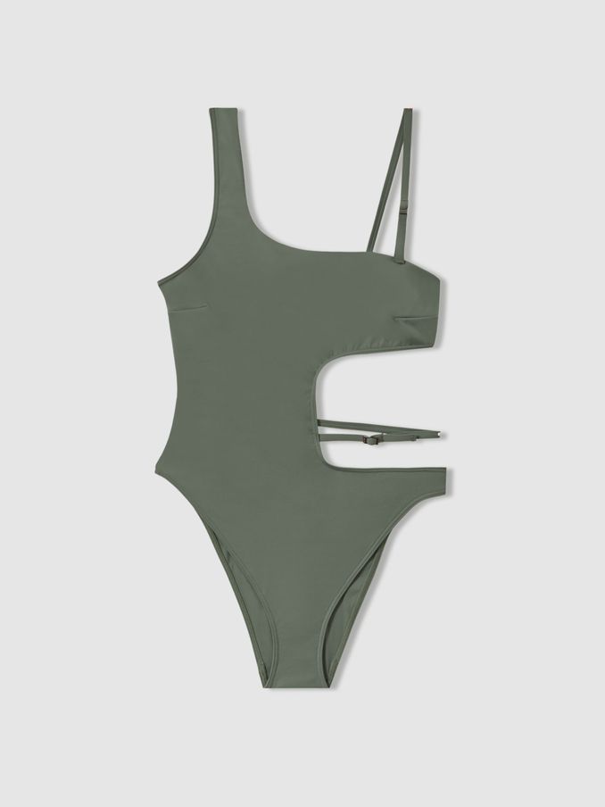 Underwear Asymmetric Cut-Out Swimsuit in Wetlands Green (439784) | €92
