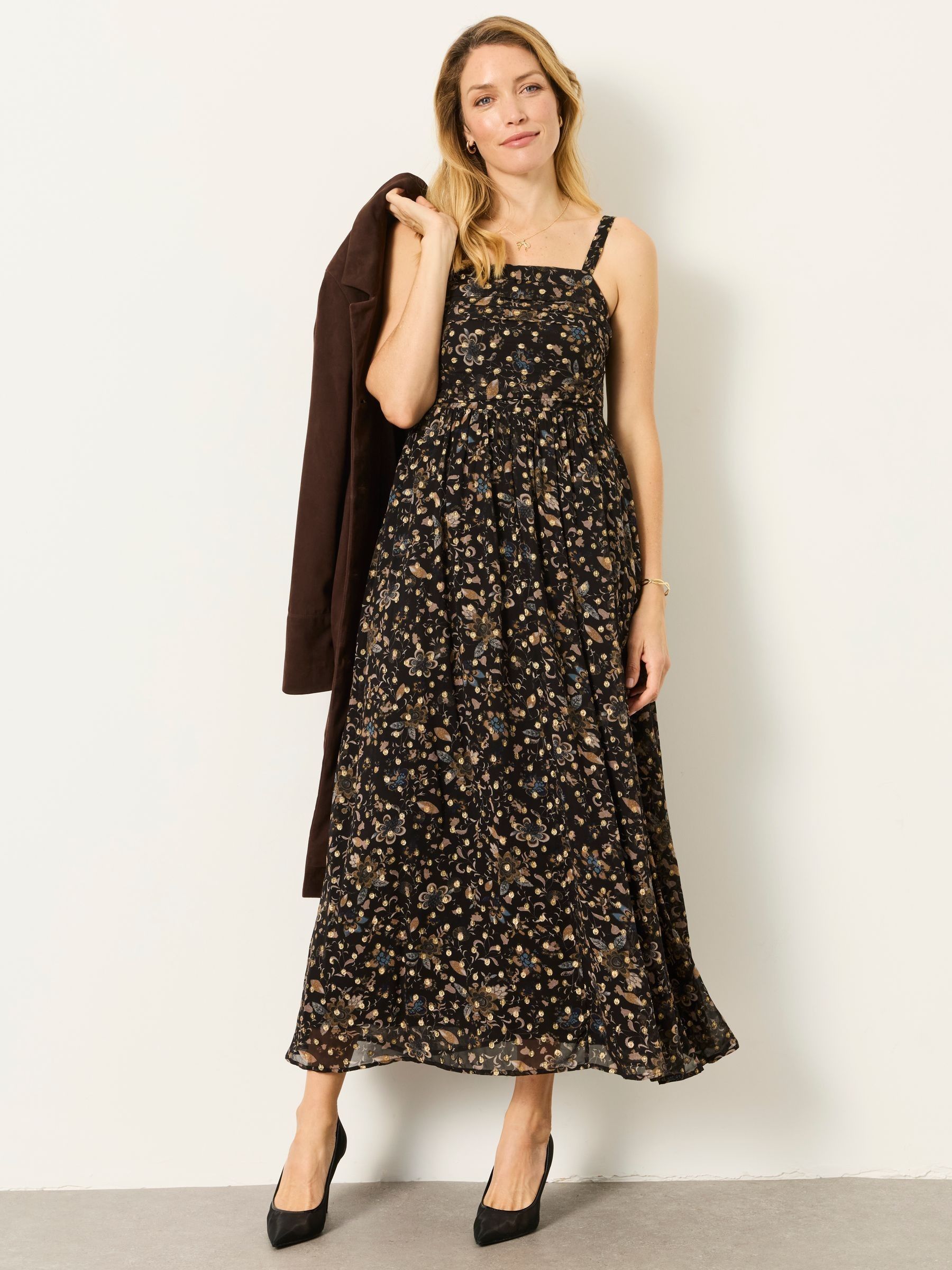 Black - Metallic Spot Dress