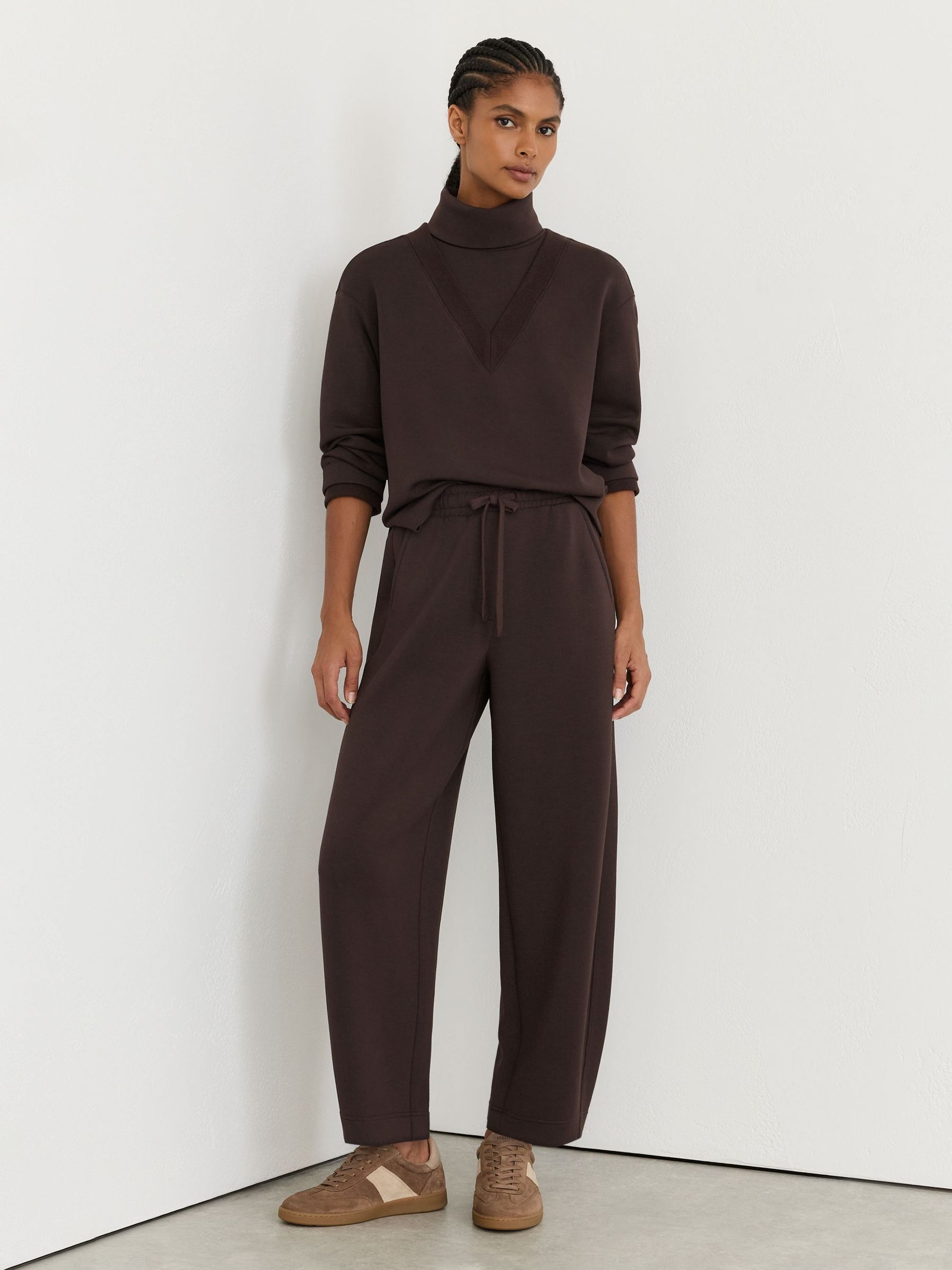 Mørk chokoladebrun - Premium Interlock Barrel-leg Joggers