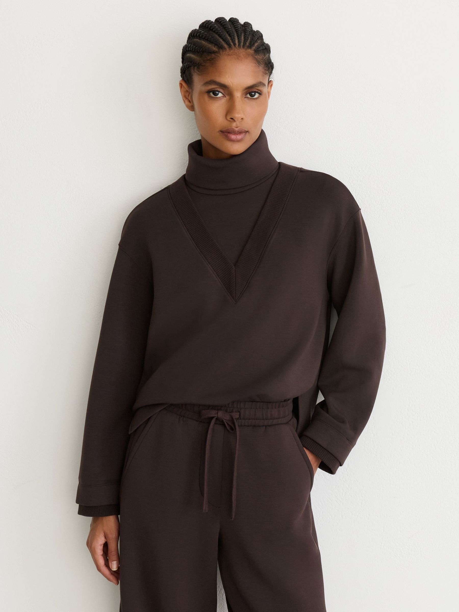 Dark Chocolate Brown - Premium Interlock Double-layer Sweatshirt