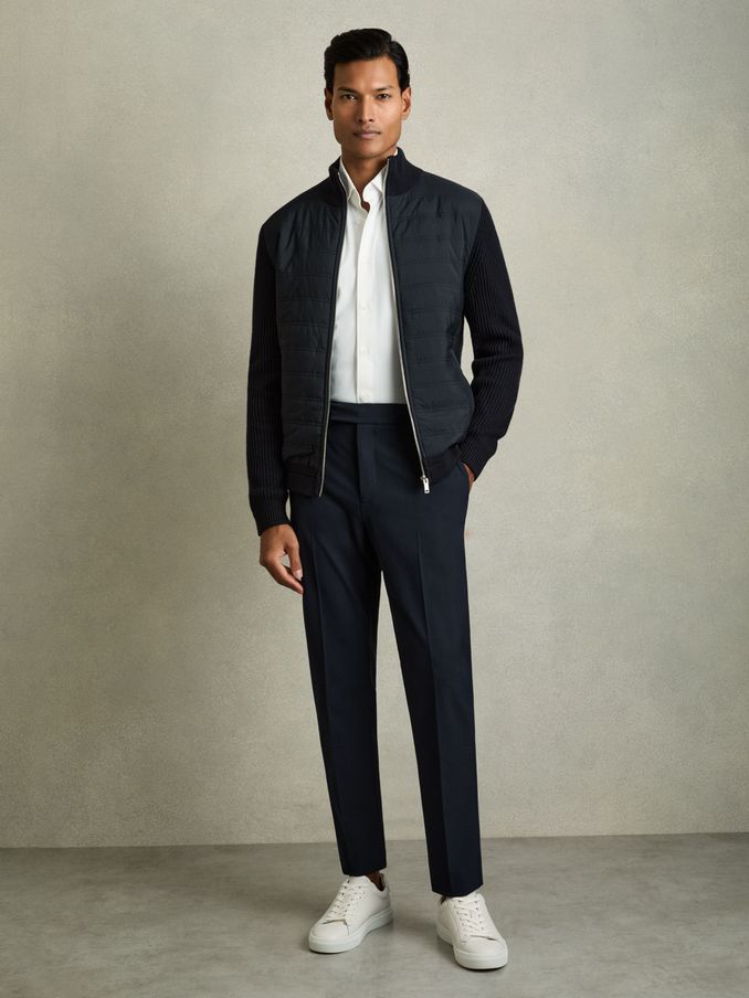 Slim-Fit Drawstring Trousers in Navy (453117) | US$175