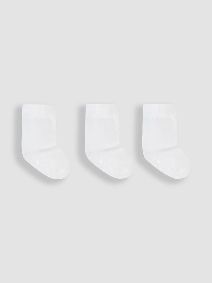 White 3-Pack Short Cotton Socks (505303) | $16