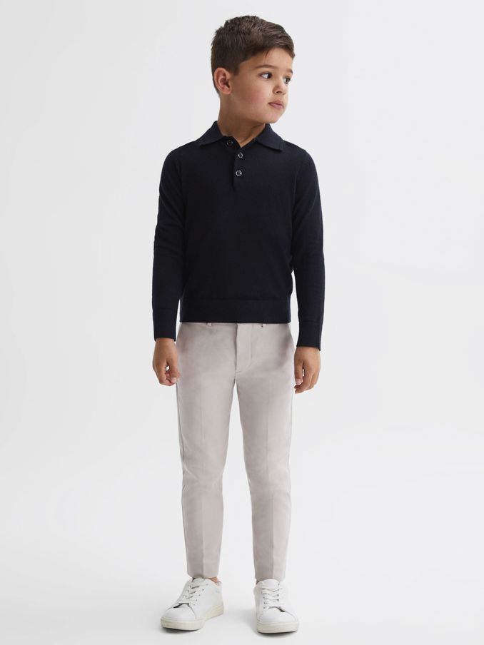 3-9 yrs Merino Wool Polo Shirt in Navy (521630) | 50 €