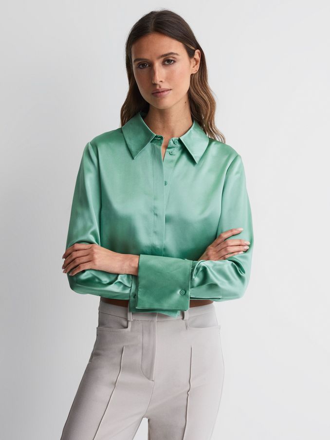 Silk Shirt in Aqua (523780) | US$295