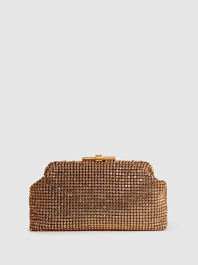 Embellished Clutch Bag in Peach (525339) | €180