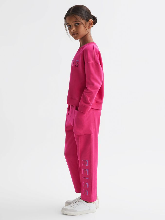 9-14 yrs Drawstring Front Seam Joggers in Bright Pink (531244) | US$30