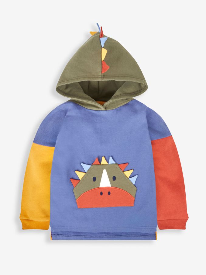 Denim Blue Dino Boys' Appliqué Novelty Hoodie (536958) | $27