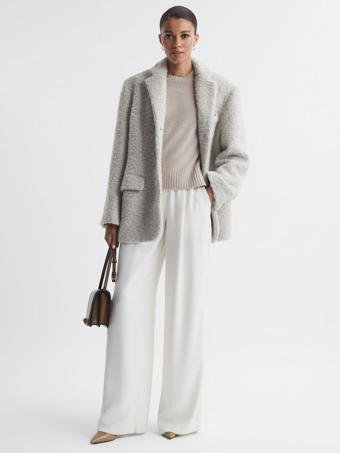 Meotine Wool Single Breasted Coat in Grey (539037) | €228
