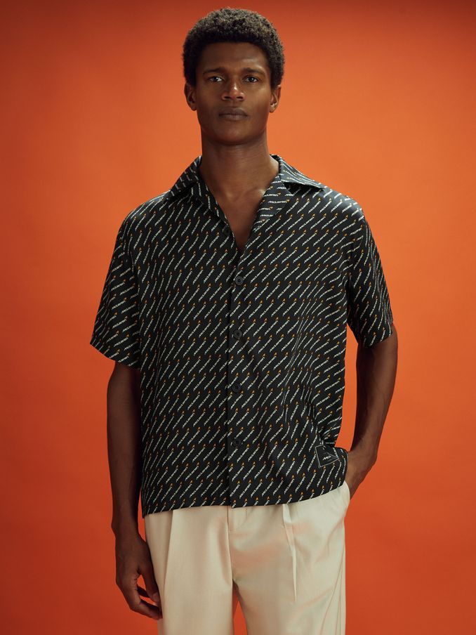 McLaren F1 Silverstone Exclusive Cuban Collar Shirt in Black Multi (546937) | US$78