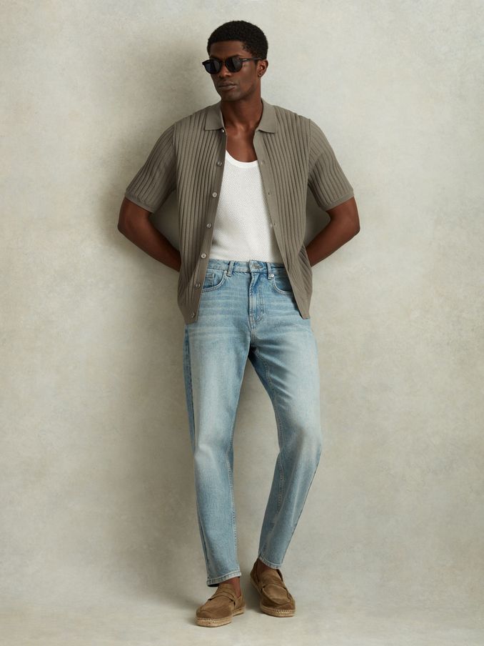 Textured Knitted Shirt in Sage (547160) | US$111