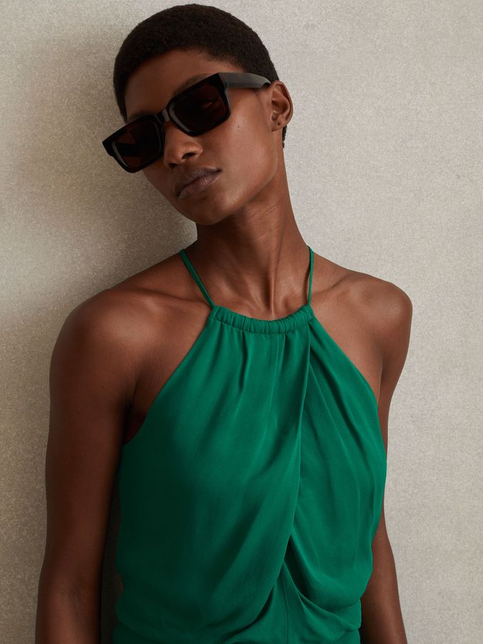 Drape Front Midi Dress in Green (548134) | 615 SAR