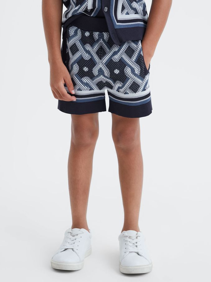 9-13 yrs Knitted Elasticated Waistband Shorts in Navy Multi (548745) | €22