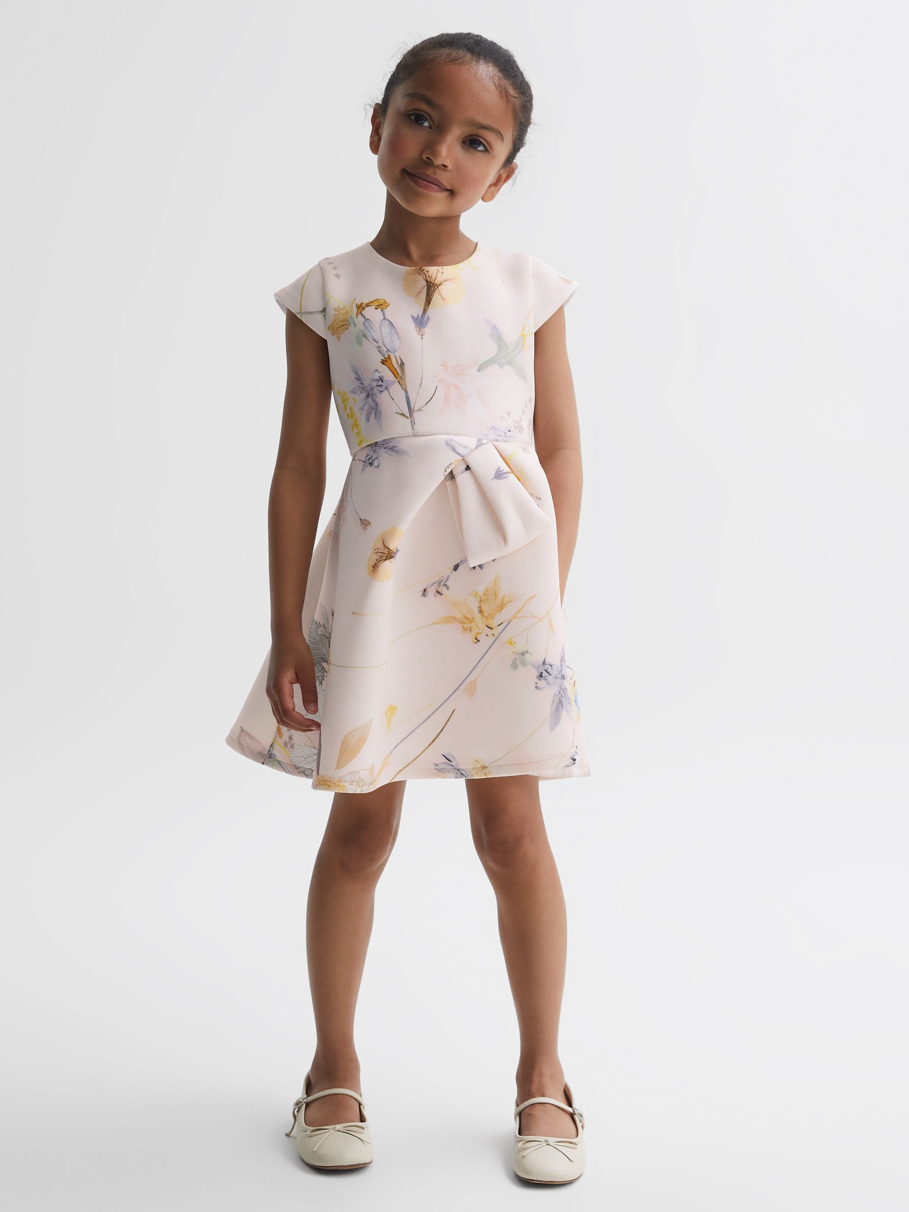 9-14 yrs Scuba Floral Printed Dress in Pink (549832) | €24