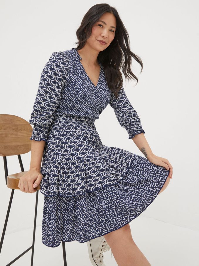 Blue Amba Patchwork Geo Jersey Dress (563466) | €37