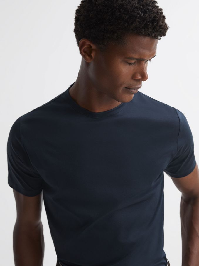 Cotton Crew Neck T-Shirt in Navy (568428) | HK$492