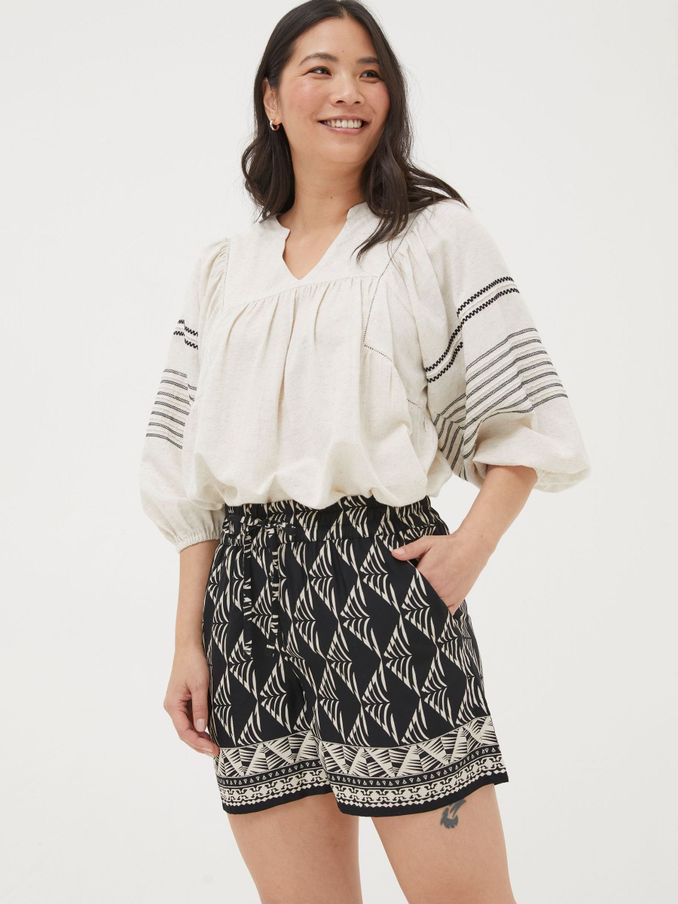 Black Mono Geo Flippy Shorts (570207) | $30