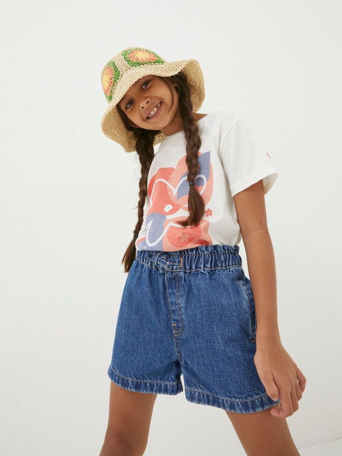 Blue Paperbag Denim Shorts (570748) | $14