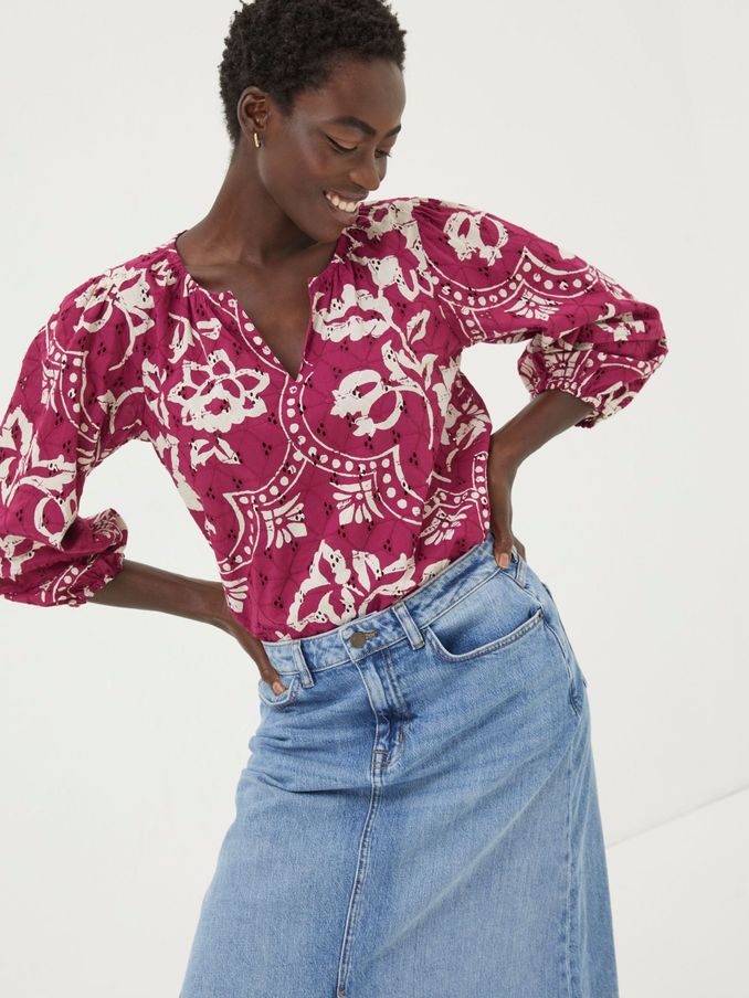 Purple Broderie Floral Blouse (570844) | €27