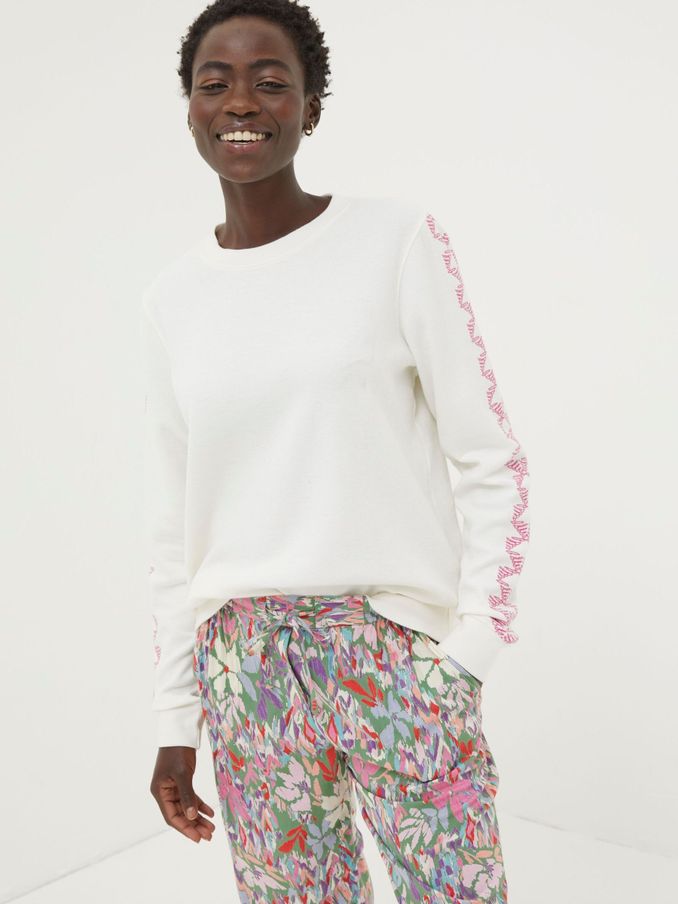 Natural Embroidered Sleeve Sweatshirt (570916) | €35