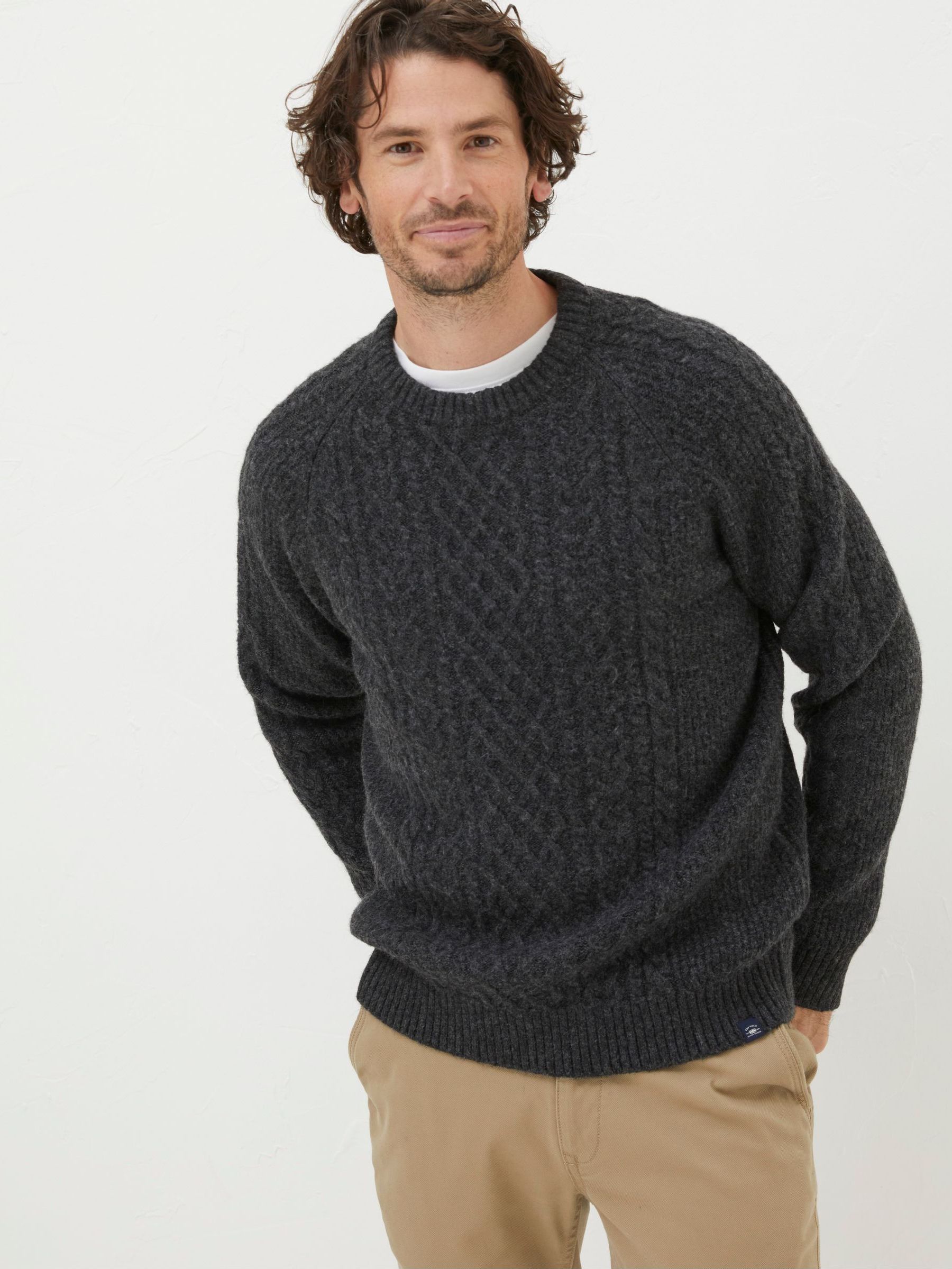 Calder Grey Cable Crew Jumper (575723) | €30