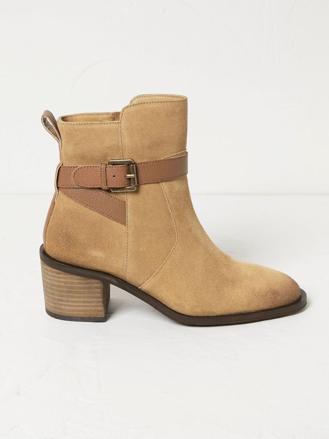 Freya Brown Suede Block Heel Ankle Boots (575899) | €49