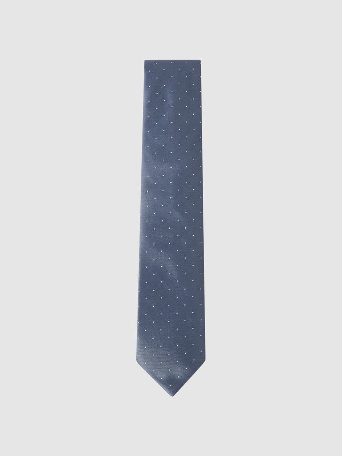 Silk Polka Dot Tie in Airforce Blue (578417) | US$21