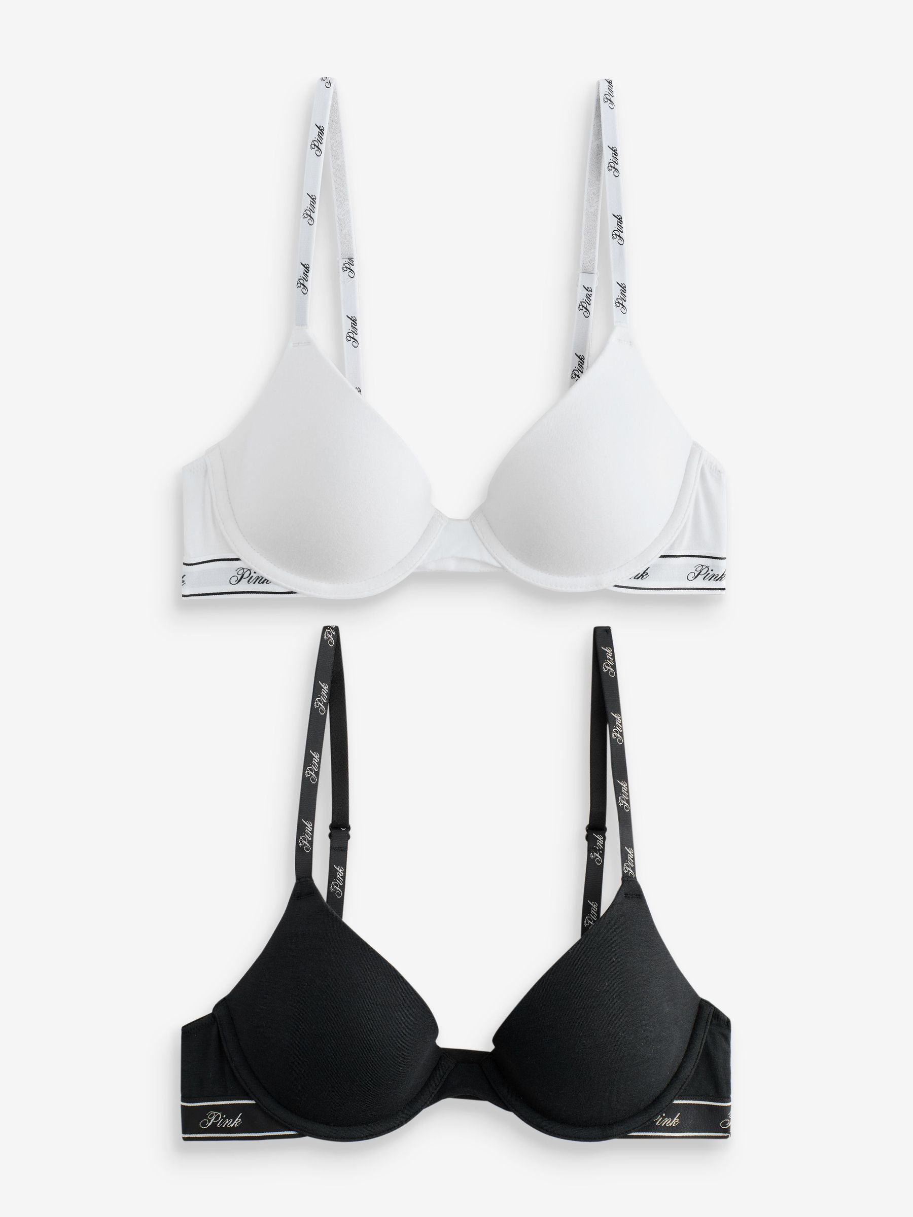 Black/White - Lightly Lined 2 Pack Logo Bra