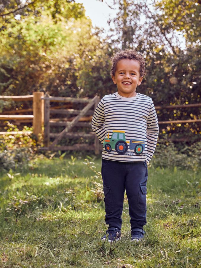 Natural Boys' Tractor & Trailer Appliqué With Pet In Pocket Top (586595) | $16