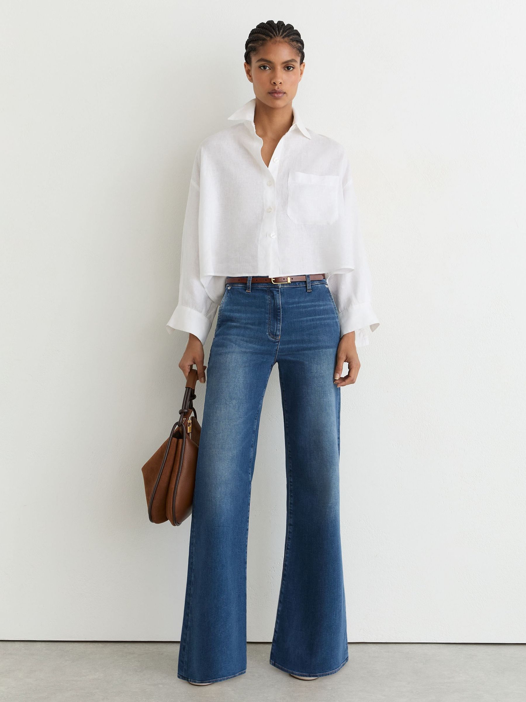 Mid Blue - Wide-leg Jeans