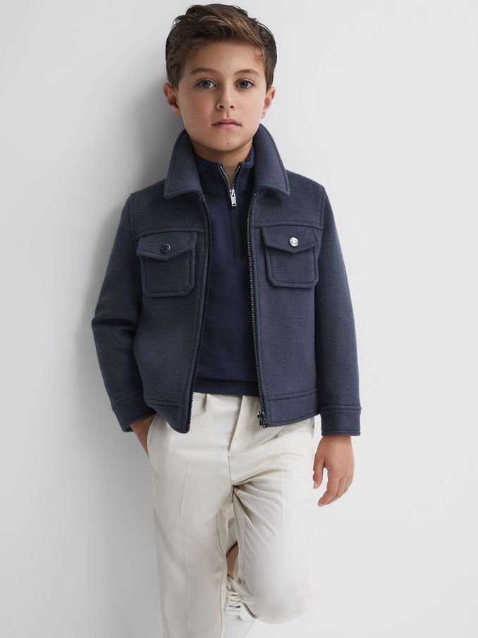 3-9 yrs Wool Trucker Jacket in Airforce Blue (589669) | € 28