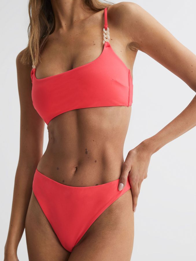 High Cut Bikini Bottoms in Coral (593813) | US$21
