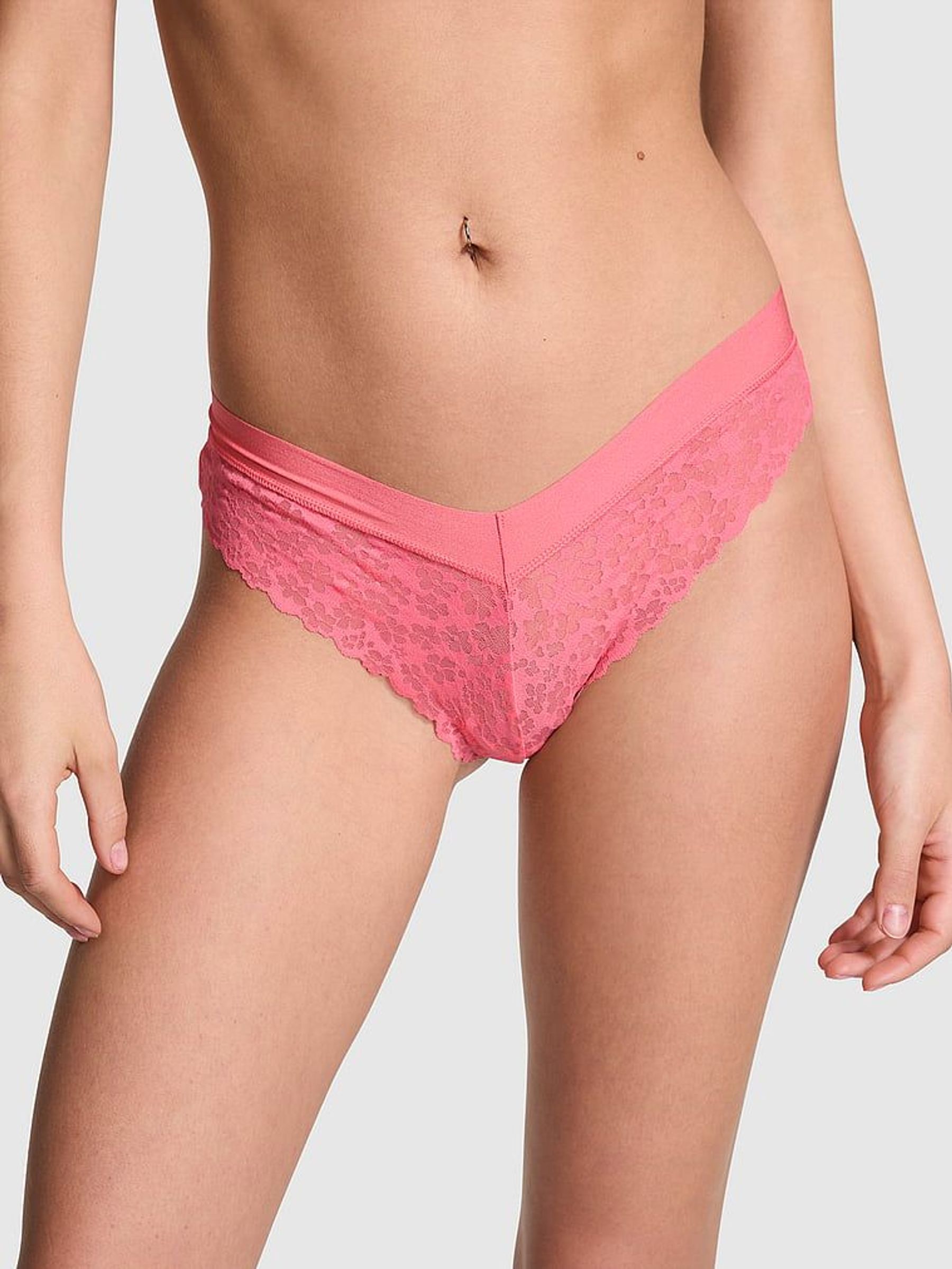 Crazy For Coral Pink Thong No Show Lace Knickers (594938) | €10.50