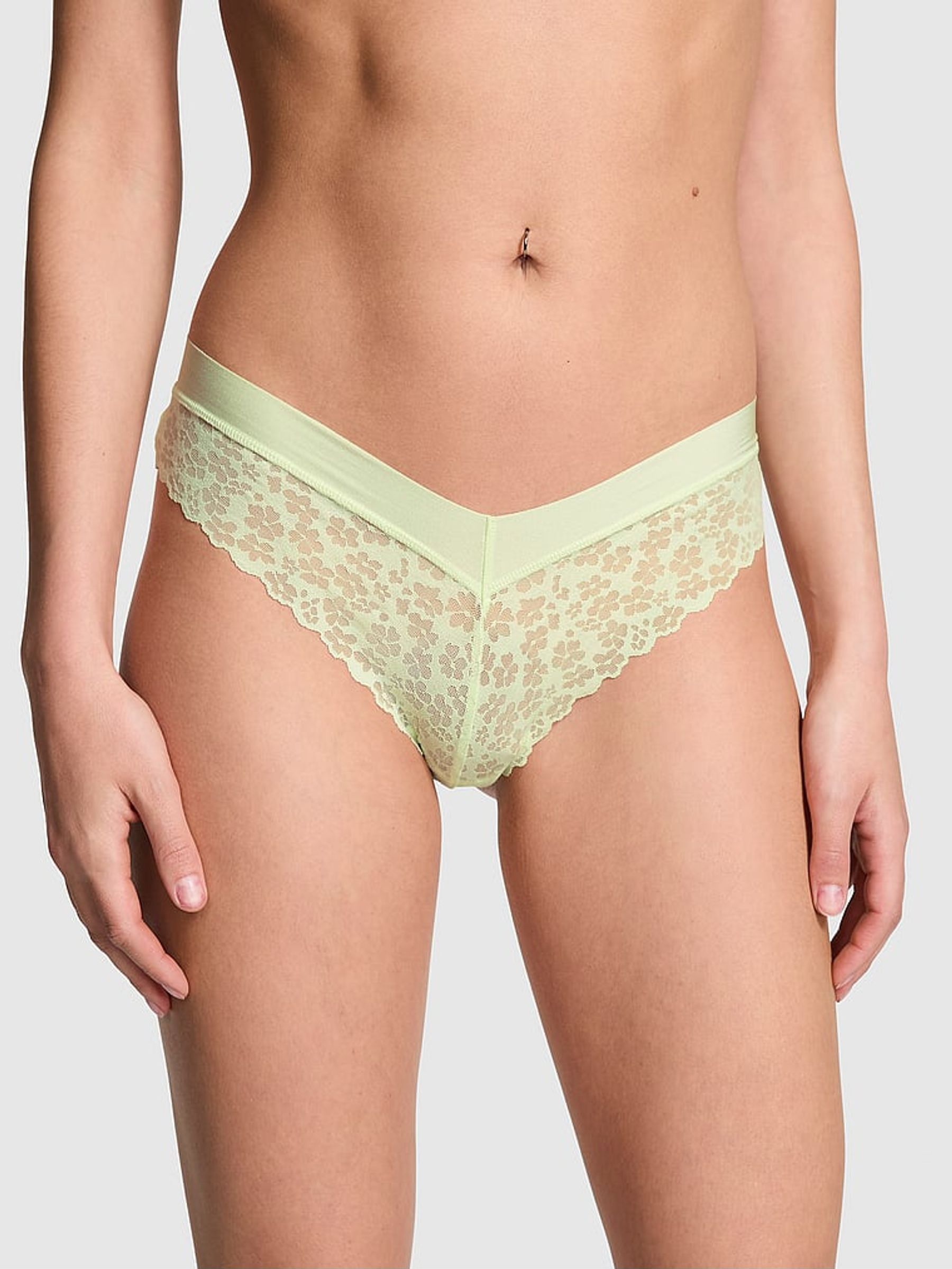 Lime Cream Green Thong No Show Lace Knickers (595122) | €10.50