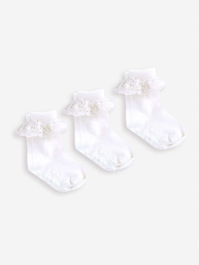 White 3-Pack Frilly Socks (602288) | $16