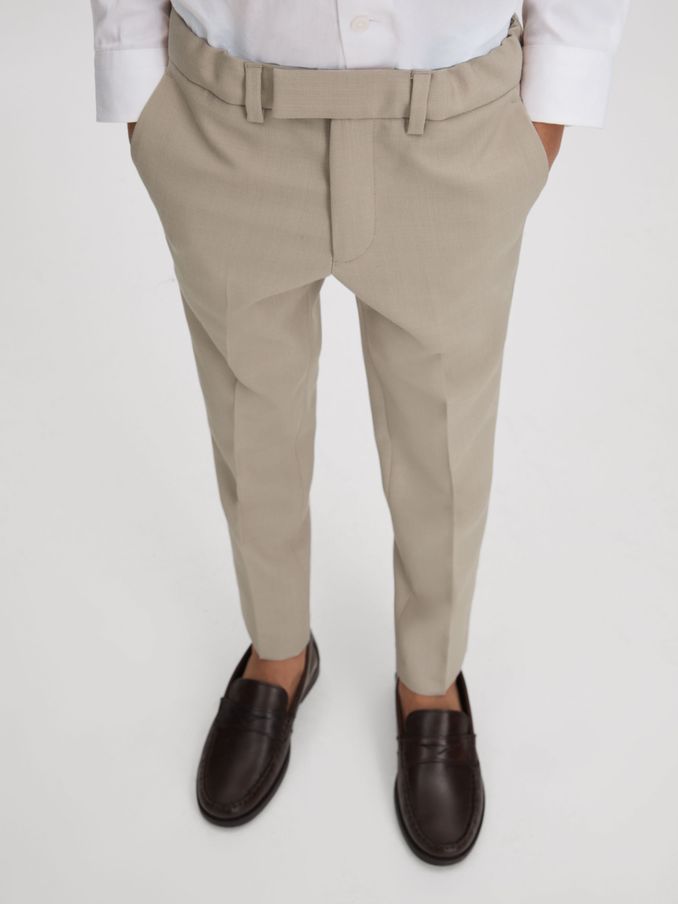 9-12 yrs Wool Side Adjusters Trousers in Stone (603432) | $24