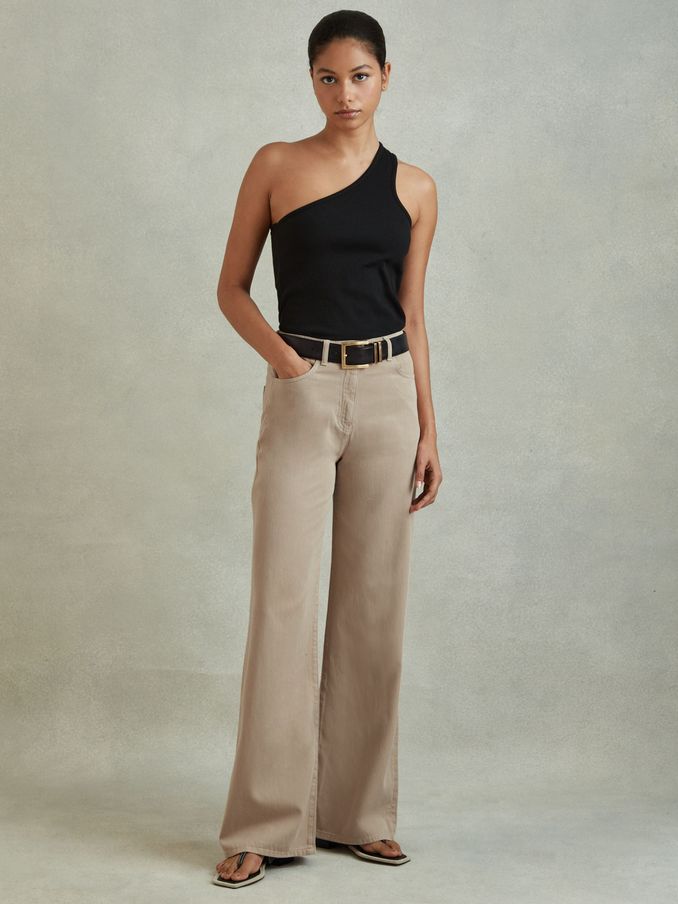 Garment Dyed Wide Leg Trousers in Light Camel (615744) | $158