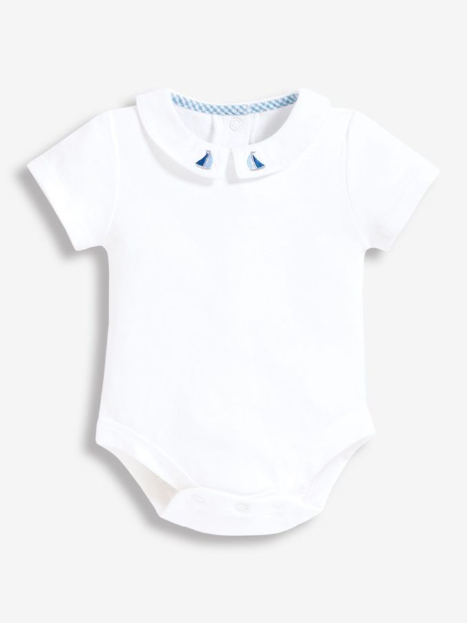 White Boat Embroidered Collar Bodysuit (619119) | $24 - $26