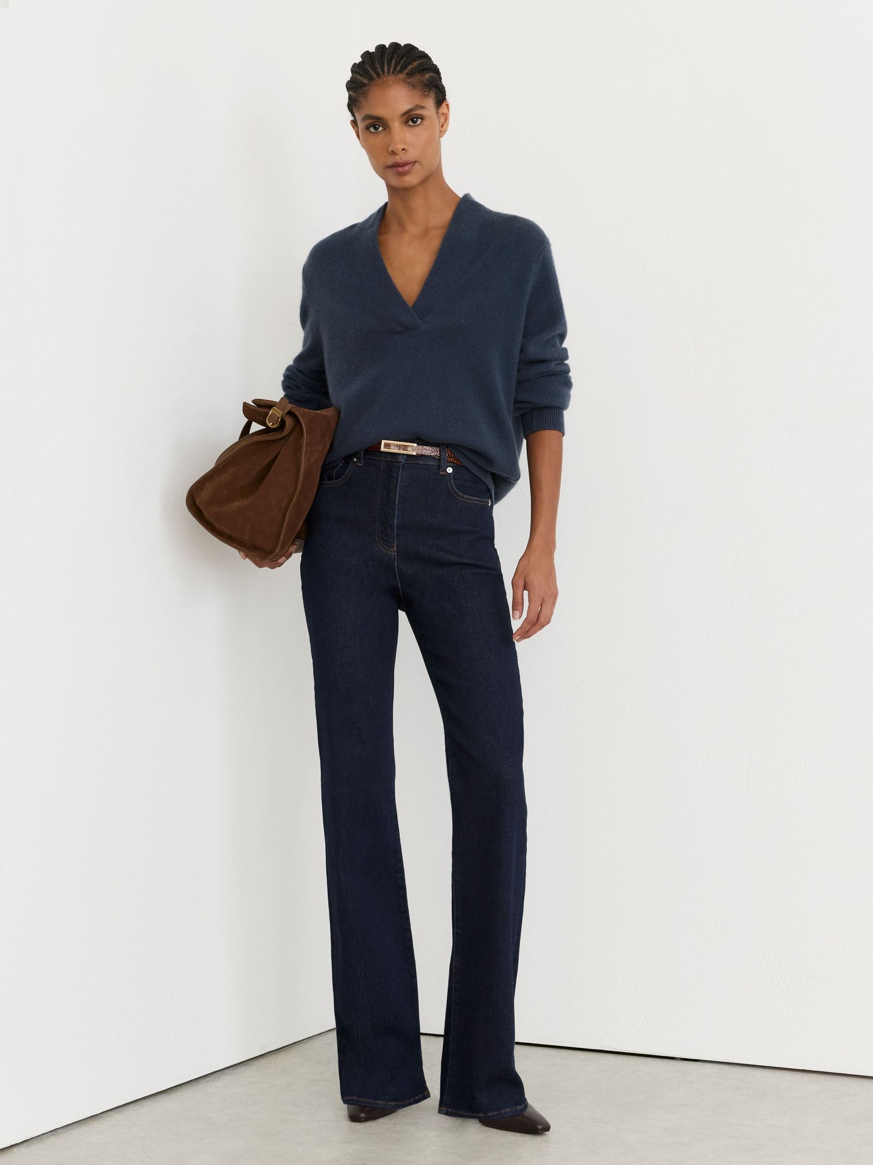 Mørkeblå - High-rise Bootcut Jeans