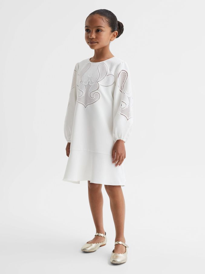 4-9 yrs Floral Embroidered Dress in Ivory (637858) | US$57