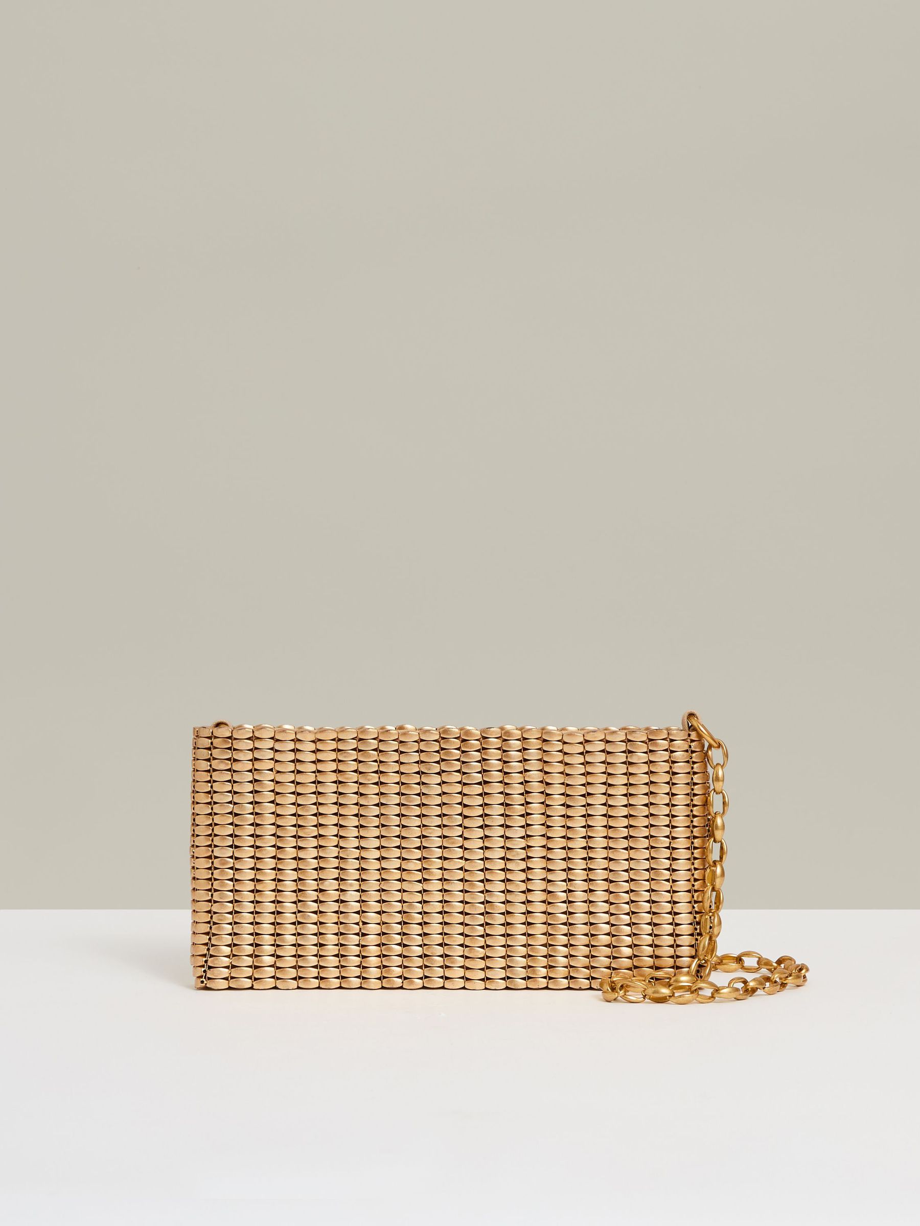 Beaded Removable Strap Shoulder Bag in Gold (641947) | US$240