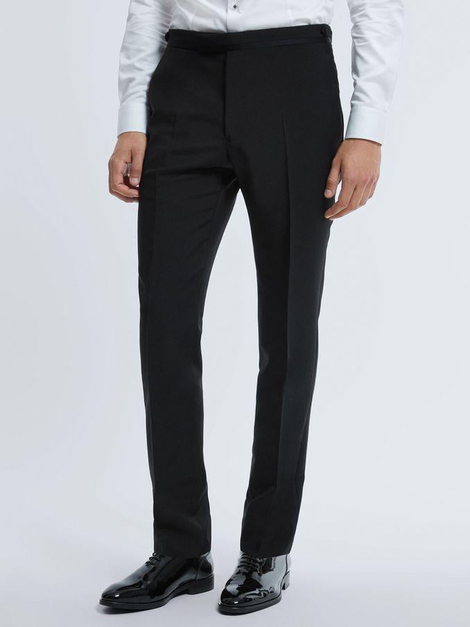 Atelier Wool-Mohair Slim Fit Tuxedo Trousers in Black (643985) | €184
